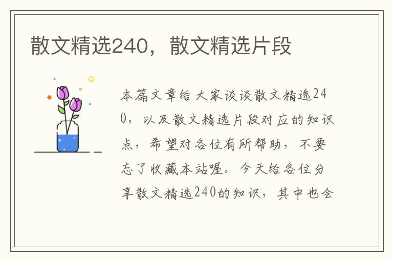 散文精选240，散文精选片段