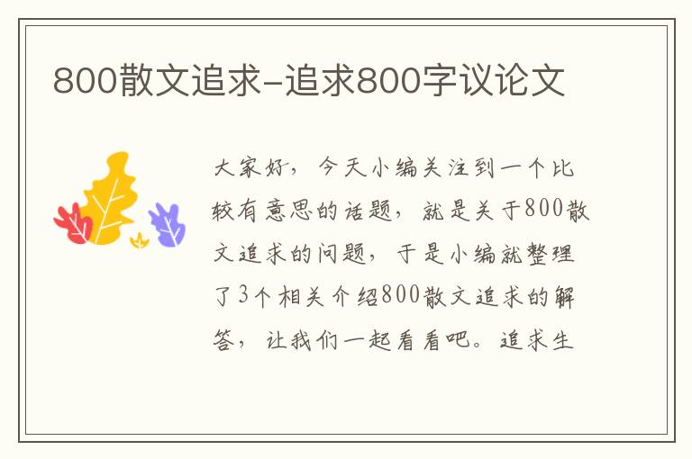 800散文追求-追求800字议论文