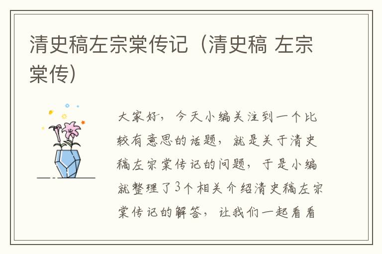 清史稿左宗棠传记（清史稿 左宗棠传）