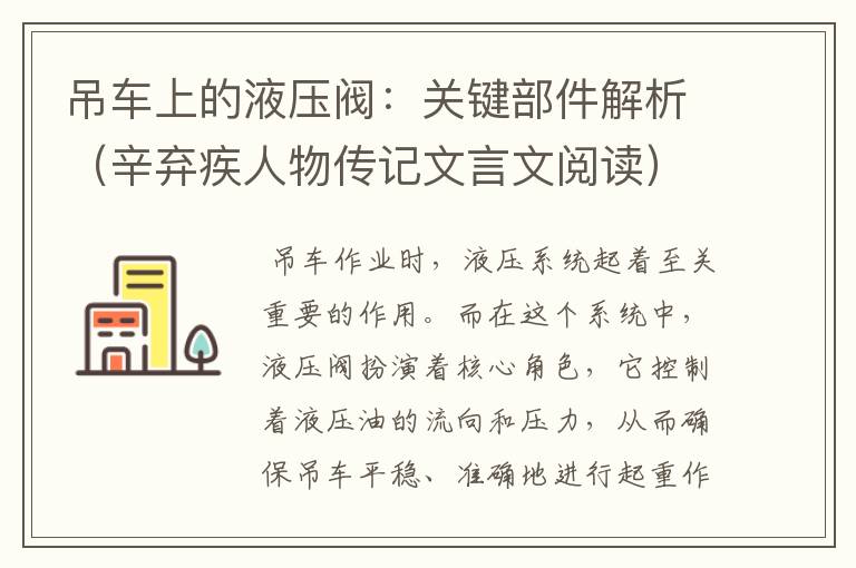 吊车上的液压阀：关键部件解析（辛弃疾人物传记文言文阅读）