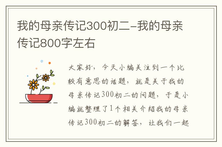 我的母亲传记300初二-我的母亲传记800字左右