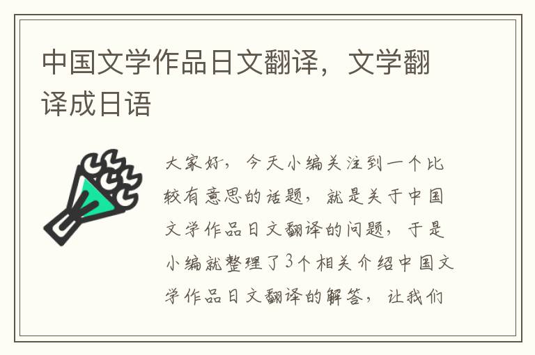 中国文学作品日文翻译，文学翻译成日语