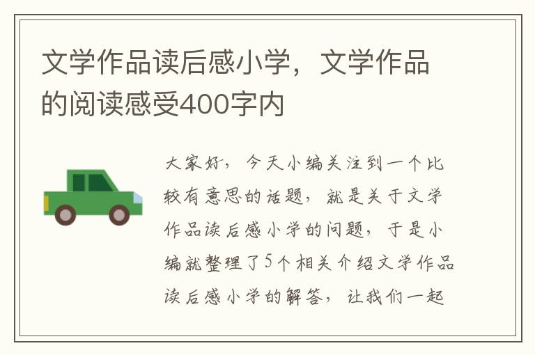 文学作品读后感小学，文学作品的阅读感受400字内