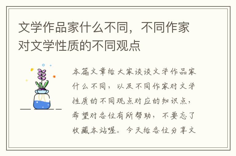 文学作品家什么不同，不同作家对文学性质的不同观点