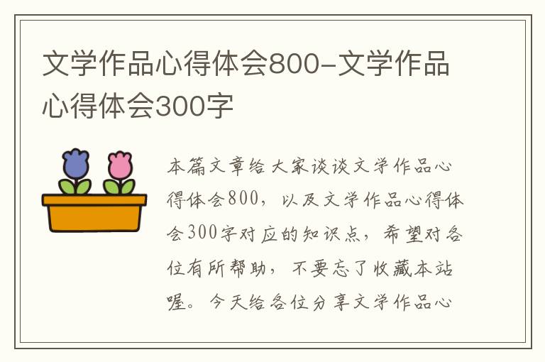 文学作品心得体会800-文学作品心得体会300字