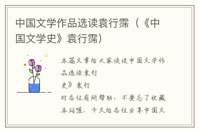 中国文学作品选读袁行霈（《中国文学史》袁行霈）