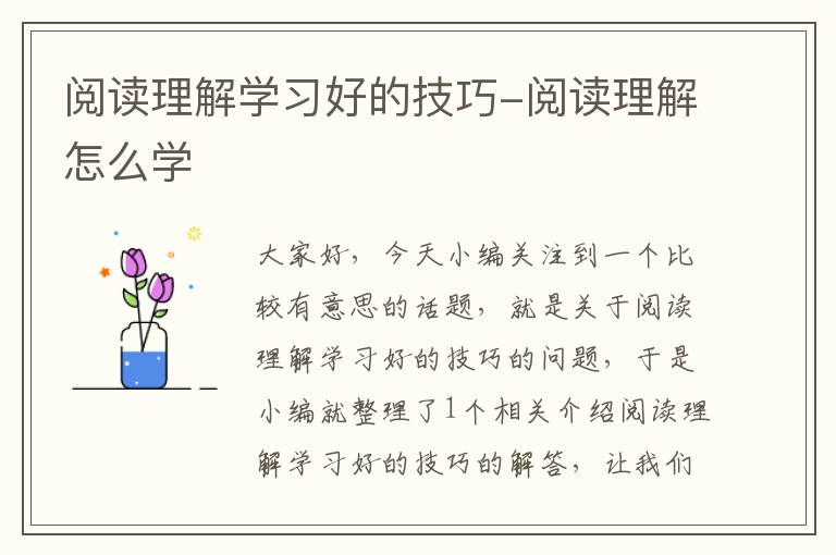 阅读理解学习好的技巧-阅读理解怎么学