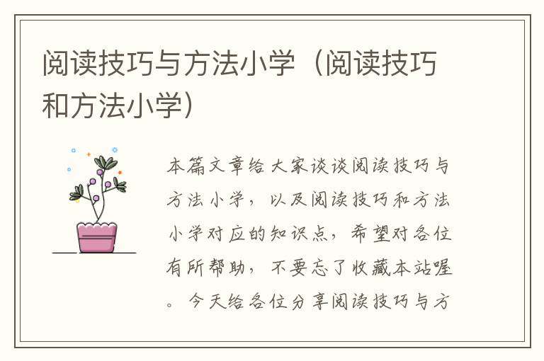 阅读技巧与方法小学（阅读技巧和方法小学）