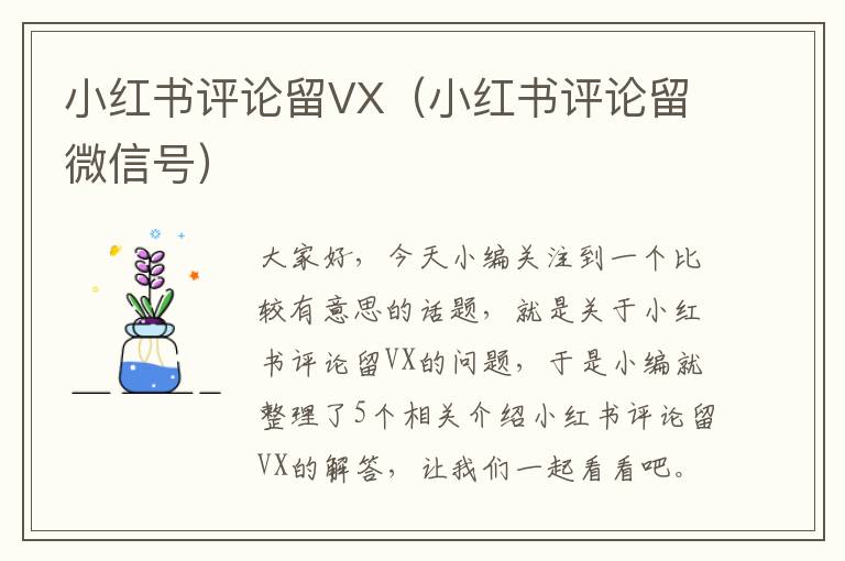 小红书评论留VX（小红书评论留微信号）