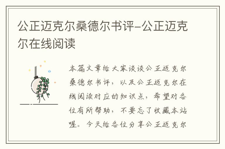 公正迈克尔桑德尔书评-公正迈克尔在线阅读