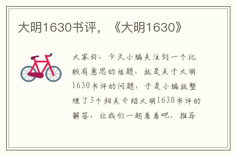 大明1630书评，《大明1630》