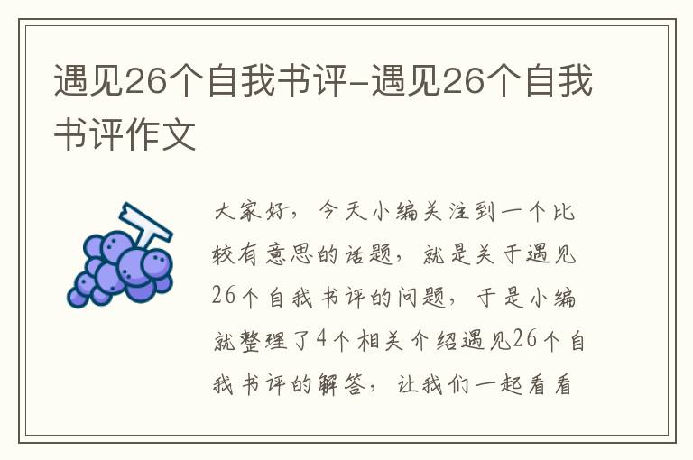 遇见26个自我书评-遇见26个自我书评作文