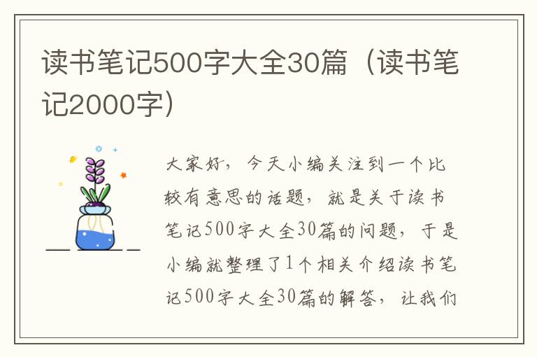 读书笔记500字大全30篇（读书笔记2000字）