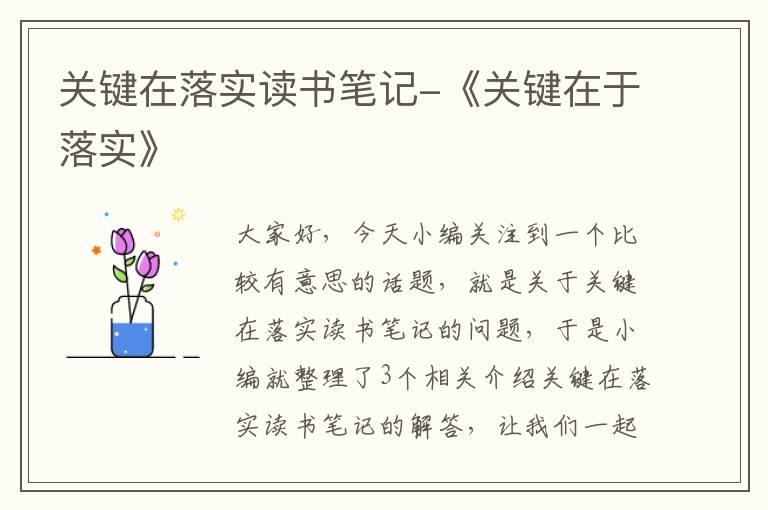 关键在落实读书笔记-《关键在于落实》