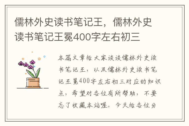 儒林外史读书笔记王，儒林外史读书笔记王冕400字左右初三