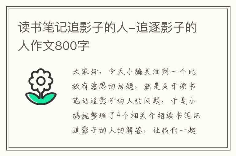 读书笔记追影子的人-追逐影子的人作文800字