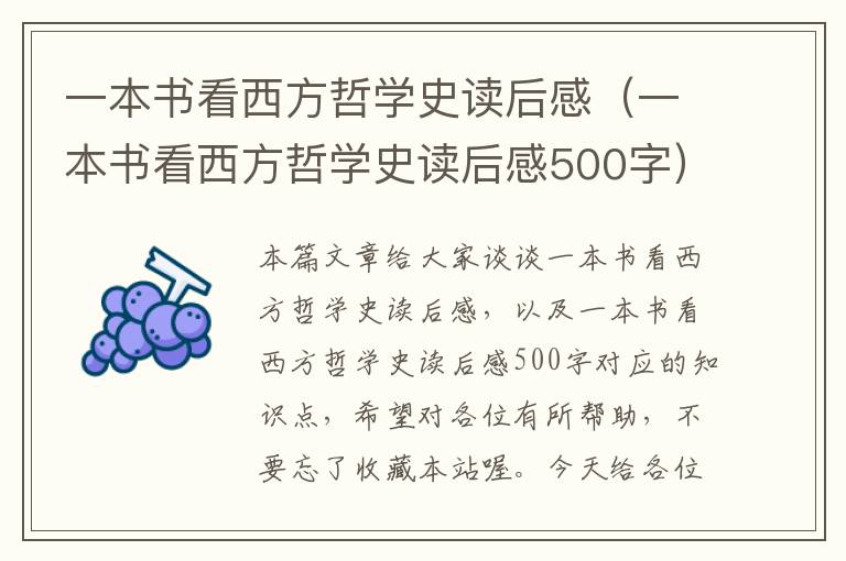 一本书看西方哲学史读后感（一本书看西方哲学史读后感500字）