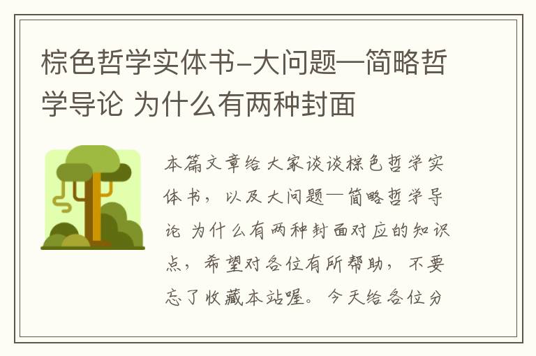 棕色哲学实体书-大问题—简略哲学导论 为什么有两种封面