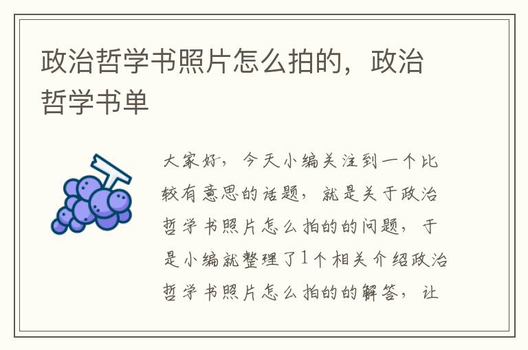 政治哲学书照片怎么拍的，政治哲学书单